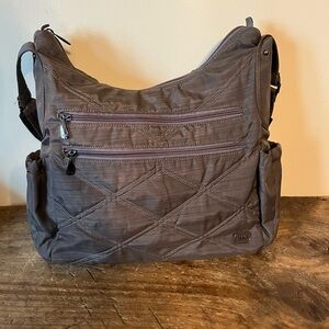 lug Cable Car Quilted Crossbody Bag in Gray